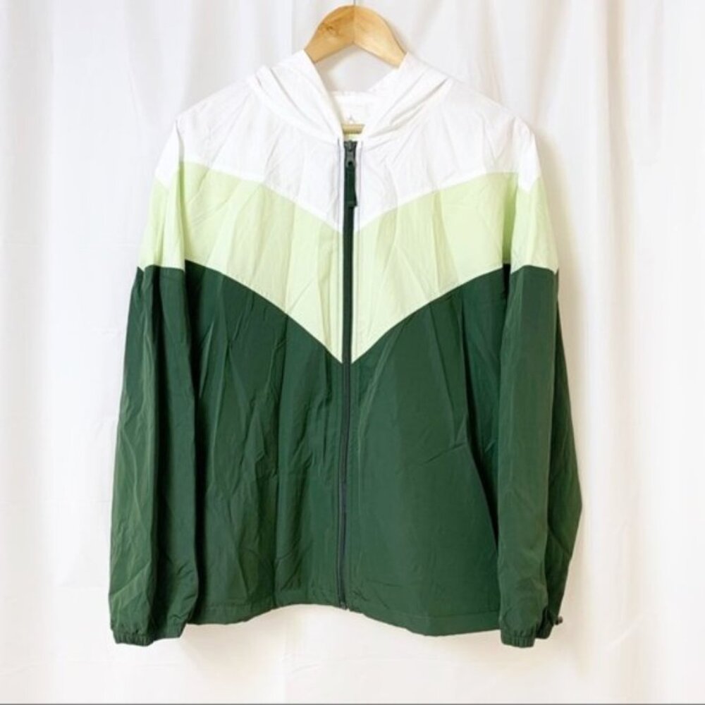 Aerie Offline Light Windbreaker Green Colour Block Jacket Medium
